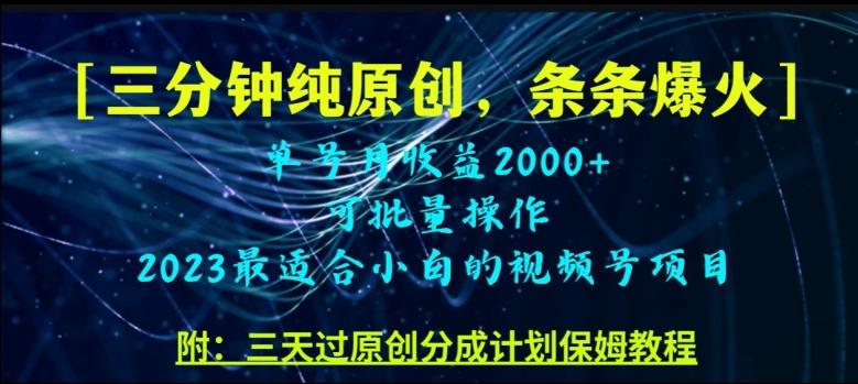 三分钟制作视频号纯原创，条条爆款，轻松月入过万【揭秘】-康仁安资源