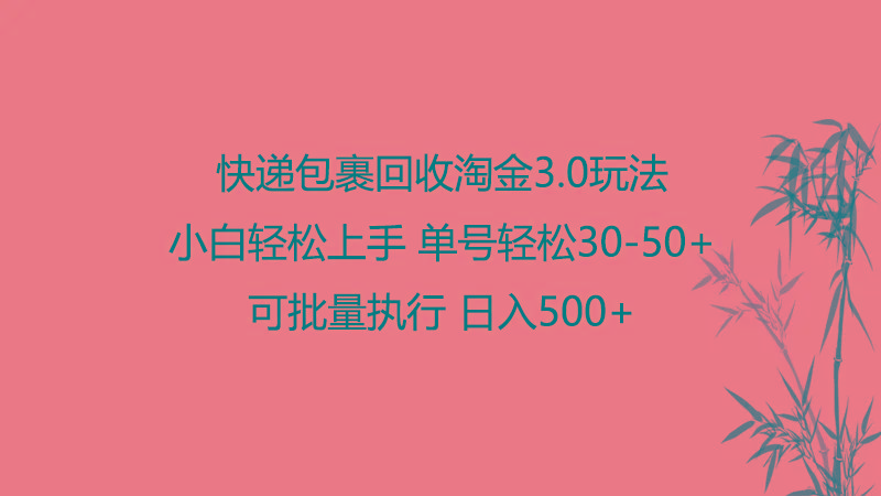 快递包裹回收淘金3.0玩法 无需任何押金 小白轻松上手-康仁安资源