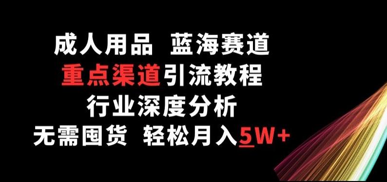 成人用品，蓝海赛道，重点渠道引流教程，行业深度分析，无需囤货，轻松月入5W+【揭秘】-康仁安资源