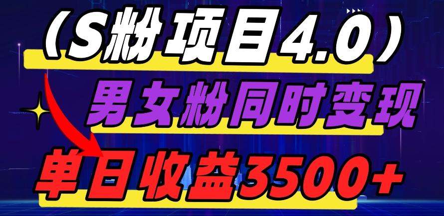 S粉项目4.0，男女粉通吃，男女粉同时变现，单日收益3500+-康仁安资源