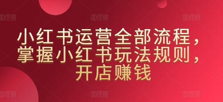 小红书运营全部流程，掌握小红书玩法规则，开店赚钱-康仁安资源
