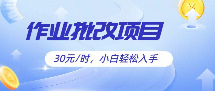 作业批改项目30元/时，简单小白轻松入手，非常适合兼职-康仁安资源