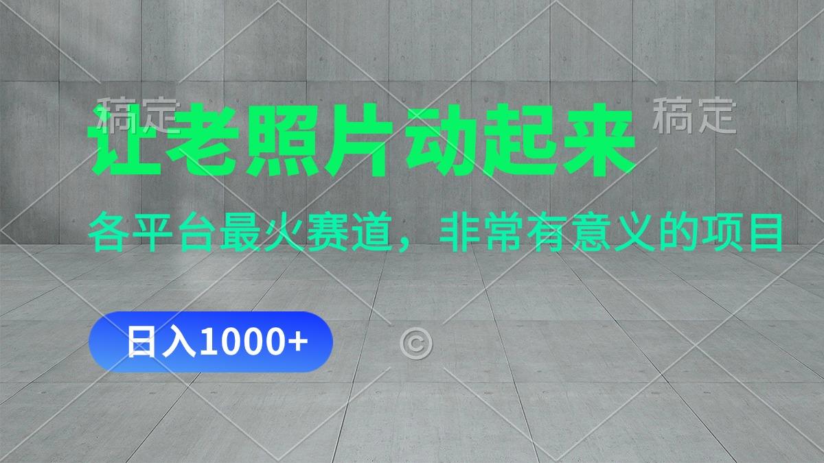 让老照片动起来，一天变现1000+，各平台最火赛道，看完就会-康仁安资源