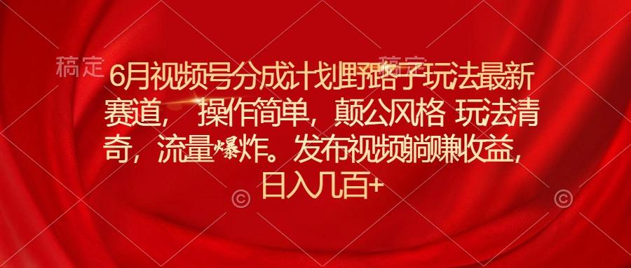 6月视频号分成计划野路子玩法最新赛道操作简单，颠公风格玩法清奇，流...-康仁安资源