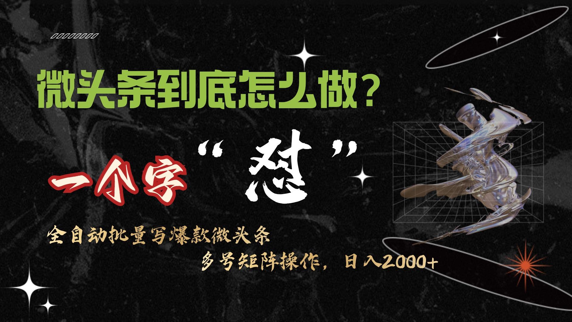 (9809期)微头条最新最强连怼操作，10分钟50条，真正解放双手，月入1w+-康仁安资源