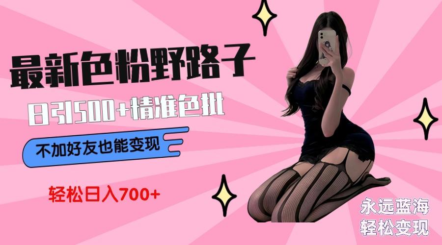 最新色粉变现野路子，日引500+老色批 可不加好友直接变现 小白轻松日入700+-康仁安资源