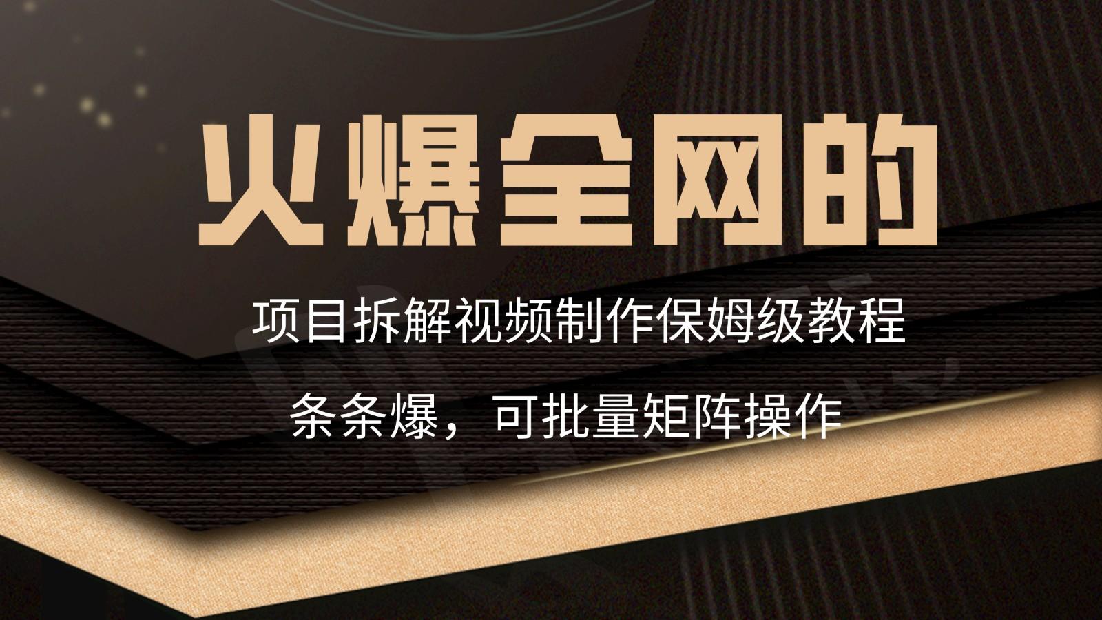 火爆全网的项目拆解类视频如何制作，条条爆，保姆级教程-康仁安资源