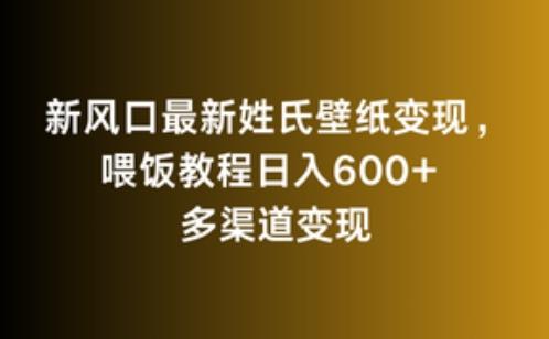 新风口最新姓氏壁纸变现，喂饭教程日入600+【揭秘】-康仁安资源