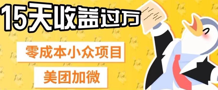 零成本小众项目，美团加微，一单4.5+，15天已经有人赚上万收益-康仁安资源