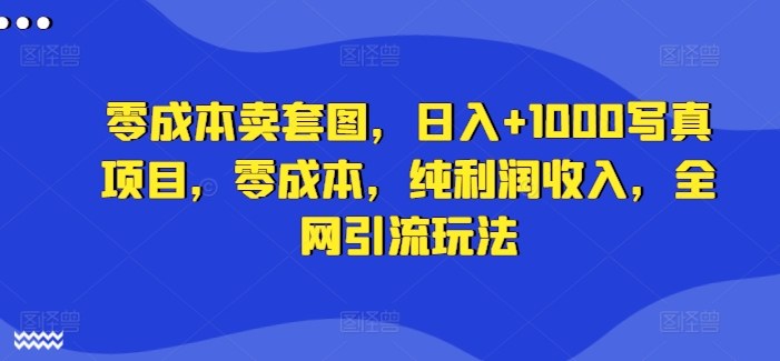 零成本卖套图，日入+1000写真项目，零成本，纯利润收入，全网引流玩法-康仁安资源