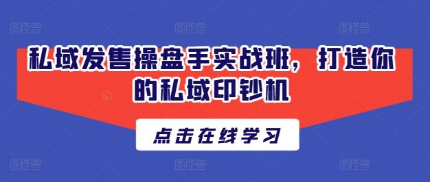 私域发售操盘手实战班，打造你的私域印钞机-康仁安资源