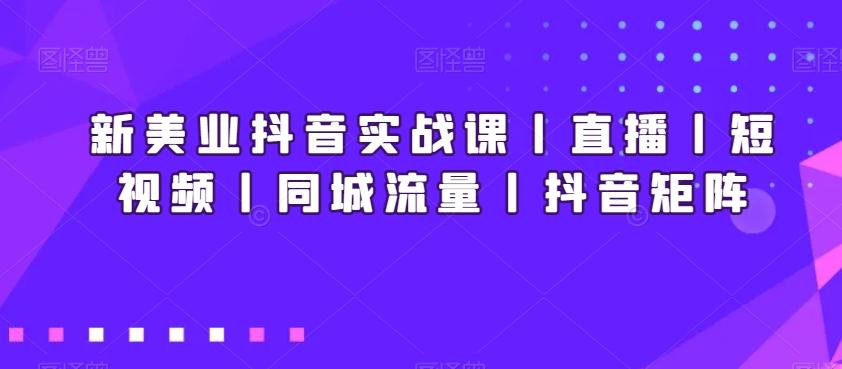 新美业抖音实战课丨直播丨短视频丨同城流量丨抖音矩阵-康仁安资源