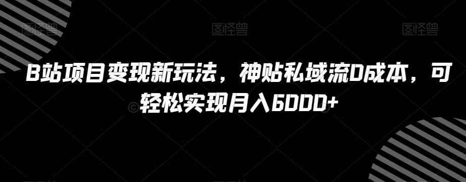 B站项目变现新玩法，神贴私域流0成本，可轻松实现月入6000+【揭秘】-康仁安资源