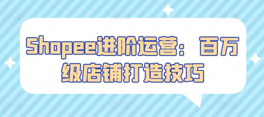 Shopee进阶运营：百万级店铺打造技巧-康仁安资源