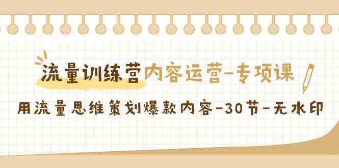 流量训练营之内容运营-专项课，用流量思维策划爆款内容-30节-无水印-康仁安资源