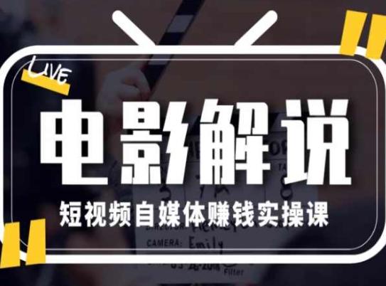 电影解说短视频自媒体赚钱实操课，教你做电影解说短视频，月赚1万-康仁安资源
