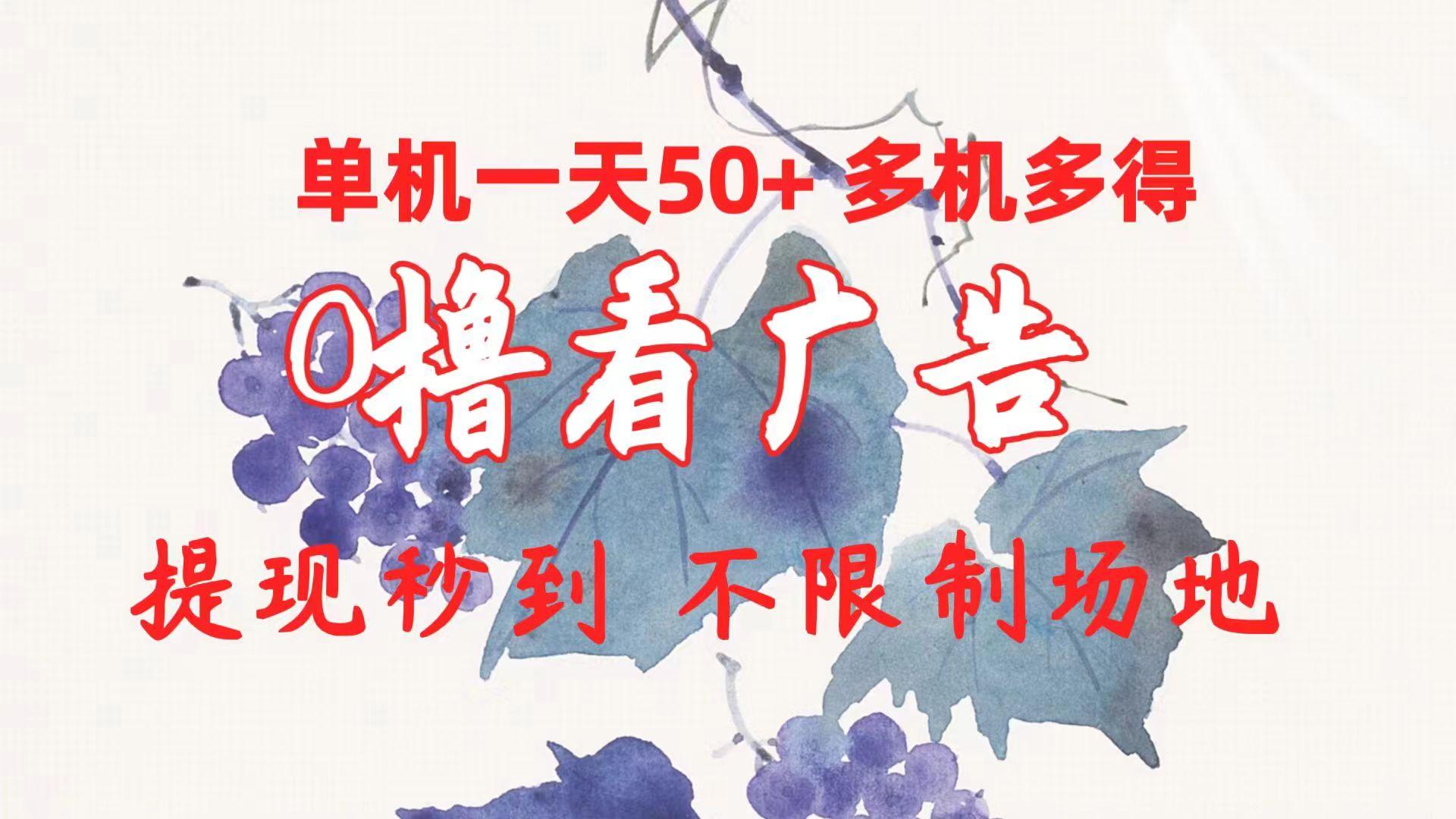 0撸看广告 单机一天50+多机多得 提现秒到 不限制场地操作-康仁安资源