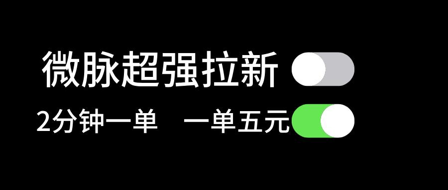 微脉超强拉新， 两分钟1单， 一单利润5块，适合小白-康仁安资源
