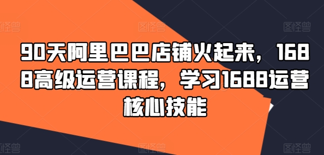 90天阿里巴巴店铺火起来，1688高级运营课程，学习1688运营核心技能-康仁安资源