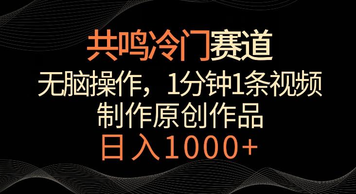 共鸣冷门赛道，无脑操作，一分钟一条视频，日入1000+【揭秘】-康仁安资源