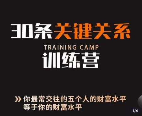 30条关键关系训练营，你关系最近的5个人决定你的财富水平-康仁安资源