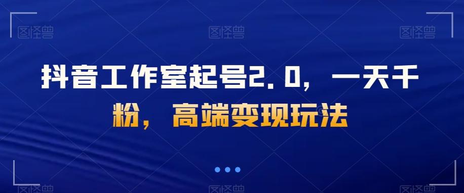 抖音工作室起号2.0，一天千粉，高端变现玩法【揭秘】-康仁安资源