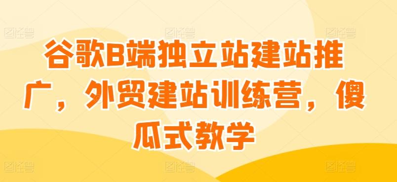 谷歌B端独立站建站推广，外贸建站训练营，傻瓜式教学-康仁安资源