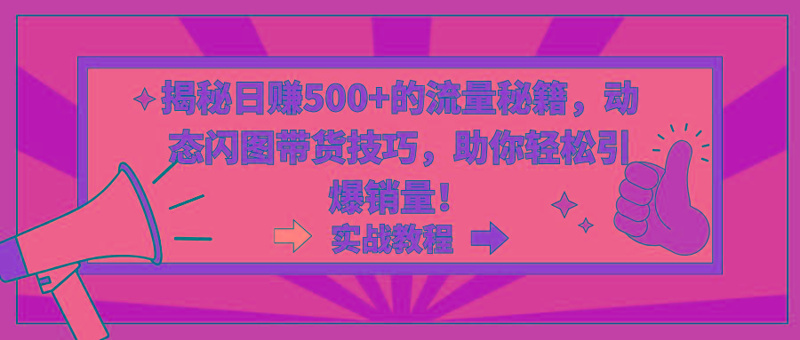 揭秘日赚500+的流量秘籍，动态闪图带货技巧，助你轻松引爆销量！-康仁安资源